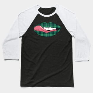 Vintage Lips Retro Style Tongue Tartan Flannel Pattern Celtic Irish Popart Gift Baseball T-Shirt